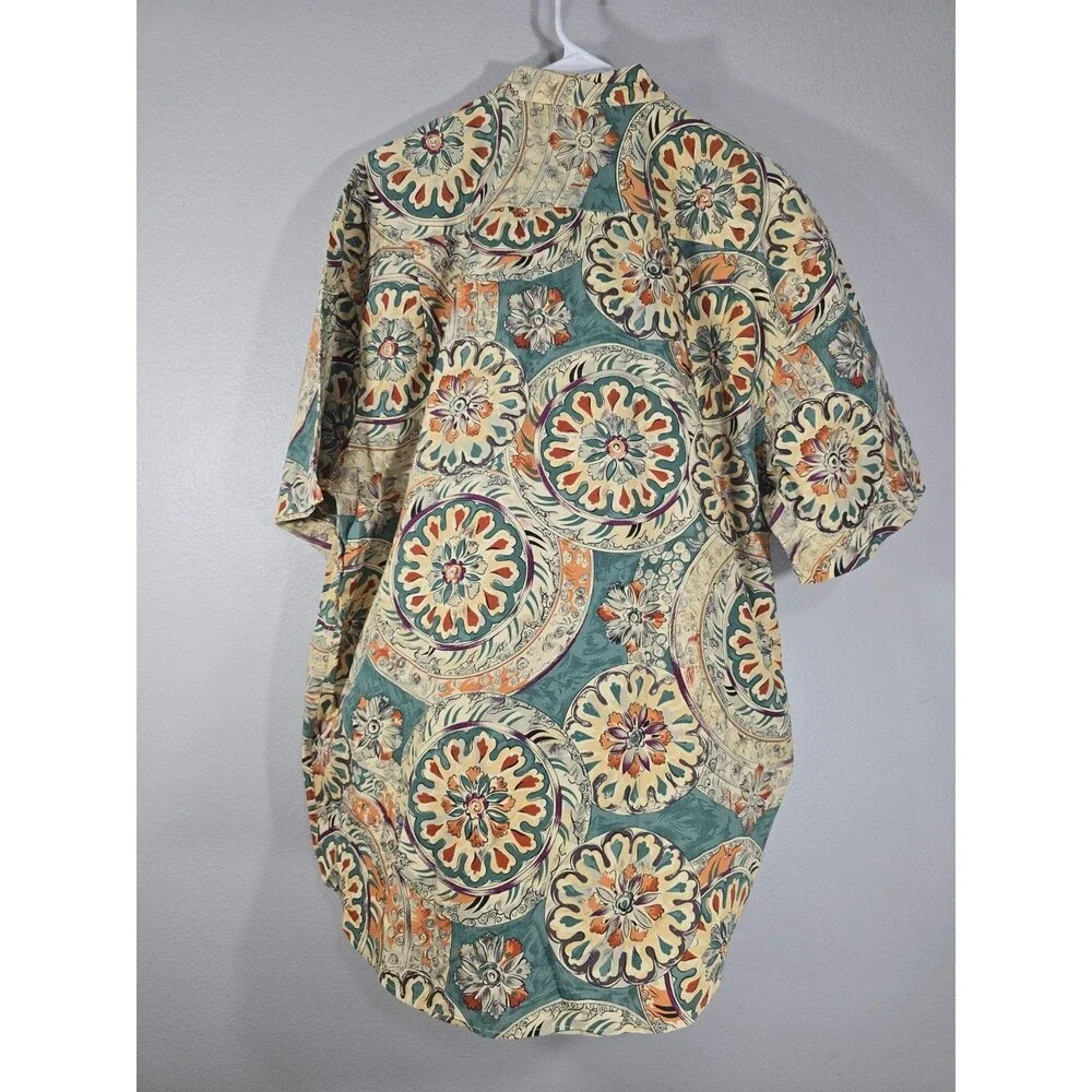 Vintage Banana Republic Safari & Travel Shirt Green Floral 80s Grandpacore